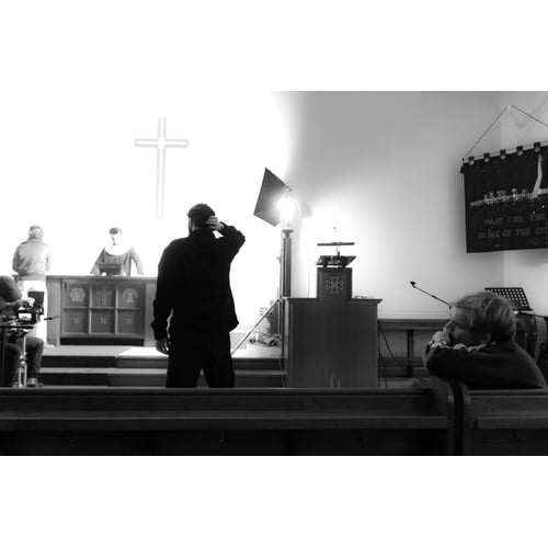 On set for "Pilgrim Again" (2025)