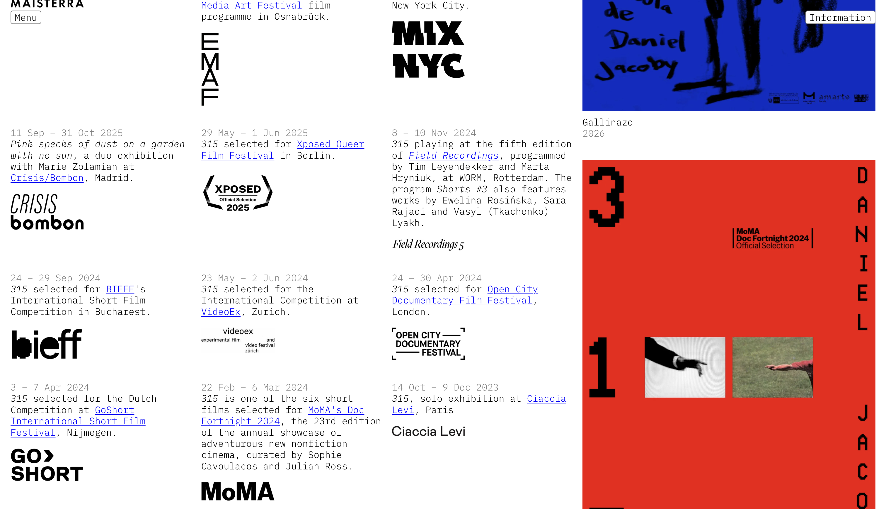 Daniel Jacoby's portfolio of film and art
