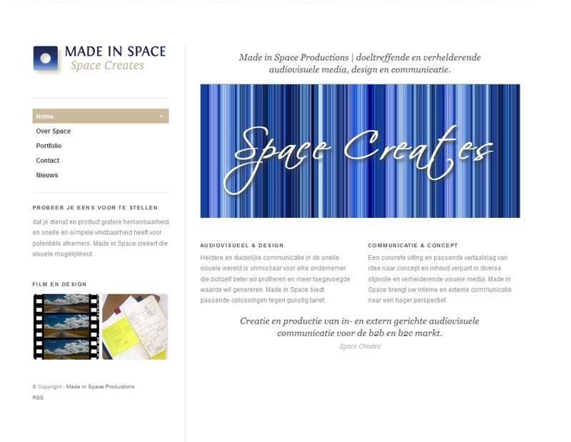Website van Made in Space Productions